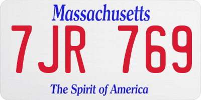 MA license plate 7JR769