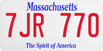 MA license plate 7JR770