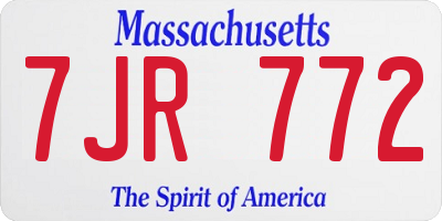 MA license plate 7JR772