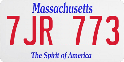 MA license plate 7JR773