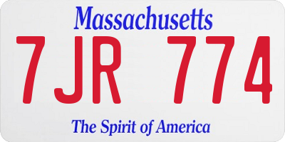 MA license plate 7JR774