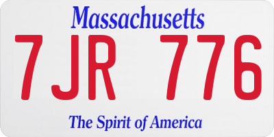 MA license plate 7JR776