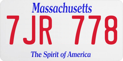 MA license plate 7JR778