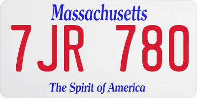 MA license plate 7JR780