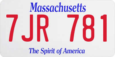 MA license plate 7JR781