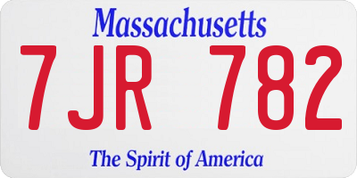 MA license plate 7JR782
