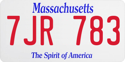 MA license plate 7JR783
