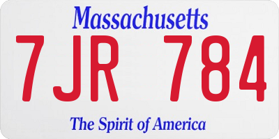 MA license plate 7JR784