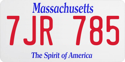 MA license plate 7JR785