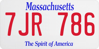MA license plate 7JR786