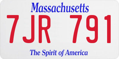 MA license plate 7JR791