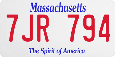 MA license plate 7JR794