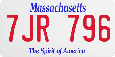 MA license plate 7JR796
