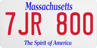 MA license plate 7JR800