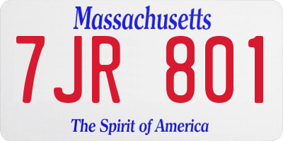 MA license plate 7JR801