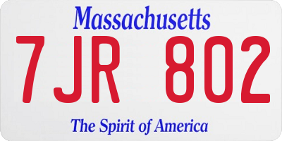 MA license plate 7JR802