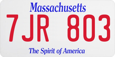 MA license plate 7JR803