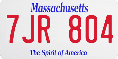MA license plate 7JR804