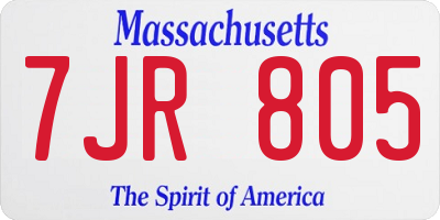 MA license plate 7JR805