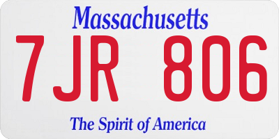MA license plate 7JR806