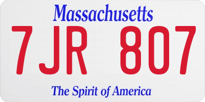 MA license plate 7JR807