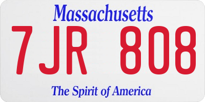 MA license plate 7JR808