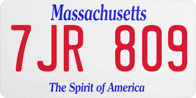 MA license plate 7JR809