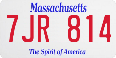 MA license plate 7JR814