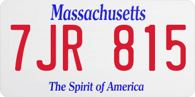 MA license plate 7JR815