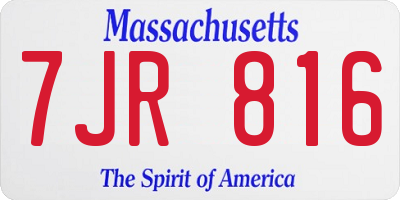 MA license plate 7JR816