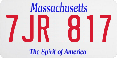 MA license plate 7JR817
