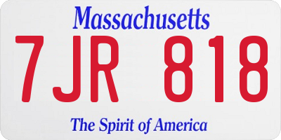 MA license plate 7JR818