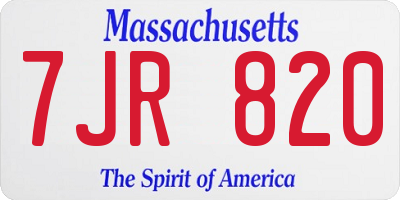 MA license plate 7JR820