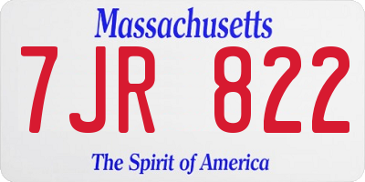 MA license plate 7JR822