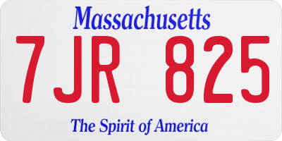 MA license plate 7JR825