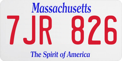 MA license plate 7JR826