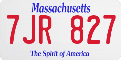 MA license plate 7JR827