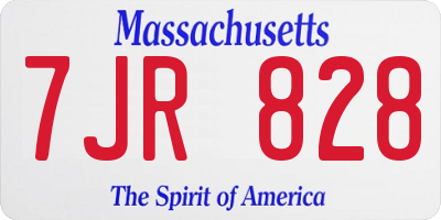MA license plate 7JR828