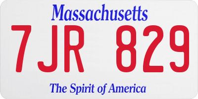 MA license plate 7JR829