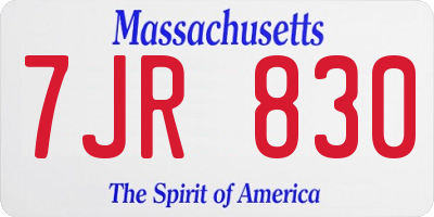 MA license plate 7JR830