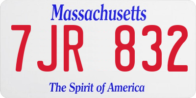 MA license plate 7JR832