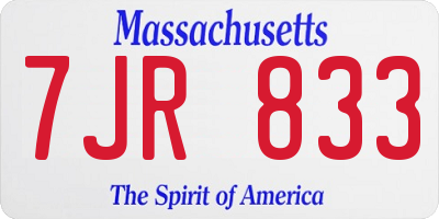 MA license plate 7JR833