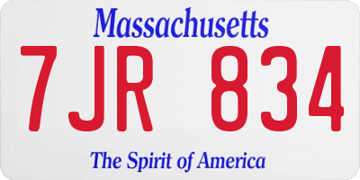 MA license plate 7JR834