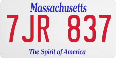 MA license plate 7JR837