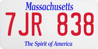 MA license plate 7JR838