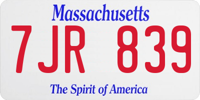 MA license plate 7JR839