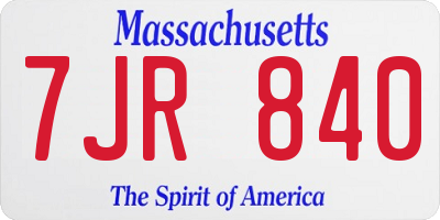 MA license plate 7JR840