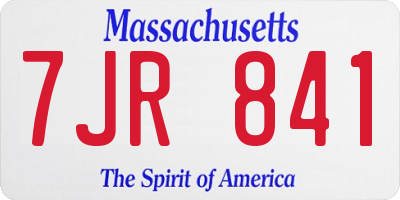 MA license plate 7JR841