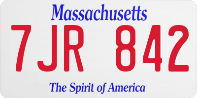 MA license plate 7JR842