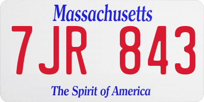 MA license plate 7JR843